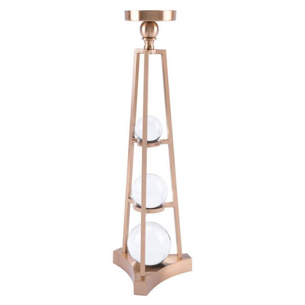 Kandly Candle Holder With Orbs Lg Antique Brass