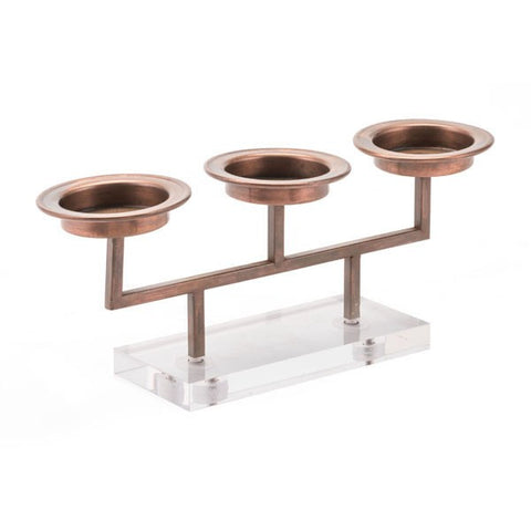 Kandly Lucite 3 Candle Holder Gold