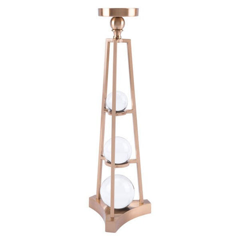 Kandly Candle Holder With Orbs Lg Antique Brass