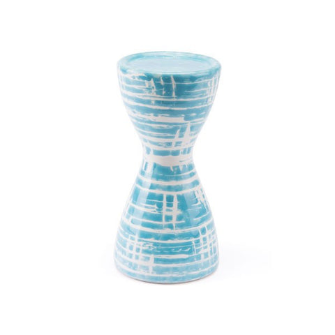 Kandly Washed Candle Holder Blue & White